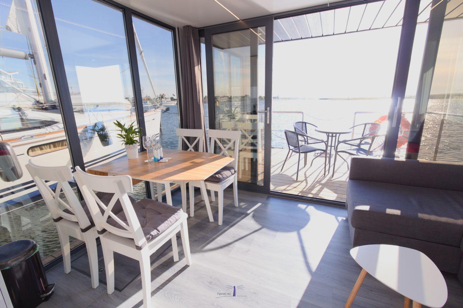 Hausboot Fjord Lacerta Mit Dachterrasse In Wendtorf Exteriér fotografie